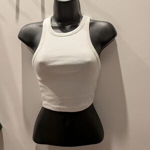 Zara White Ribbed Tank Top